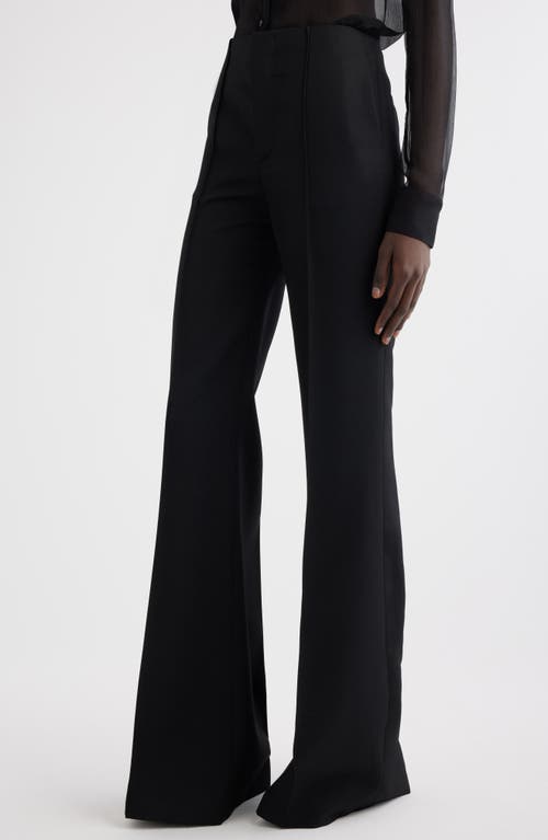 Chloé High-rise Grain De Poudre Wool Wide-leg Pants In Black