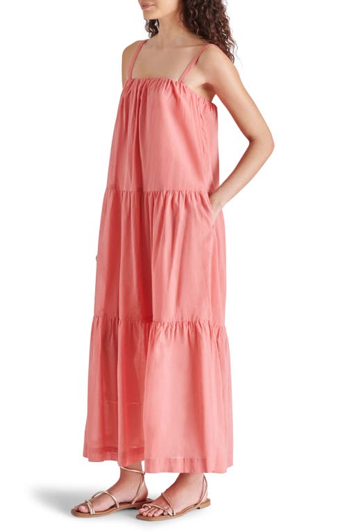 Shop Steve Madden Oceane Tiered Cotton Maxi Sundress In Peach Romance