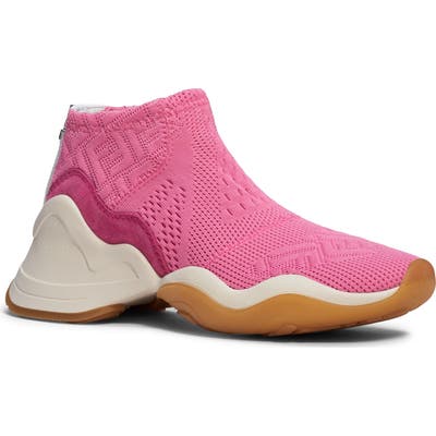 Fendi Technice Knit Mid Top Sneaker, Pink