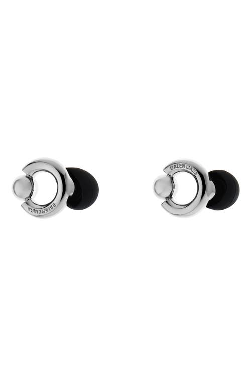 Shop Balenciaga Berlin Earrings In Shiny Silver/black