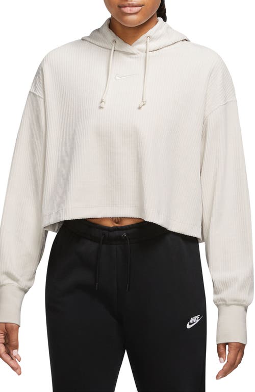 Nike Sportswear Velour Crop Hoodie In White