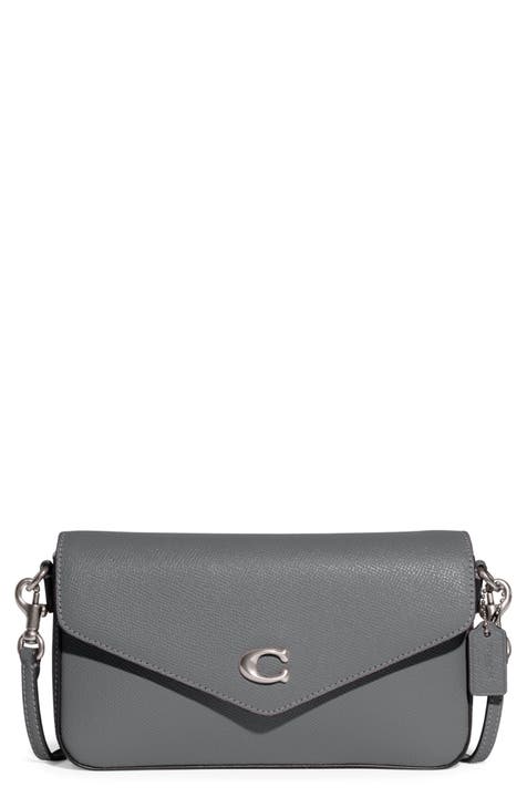 grey leather crossbody bag