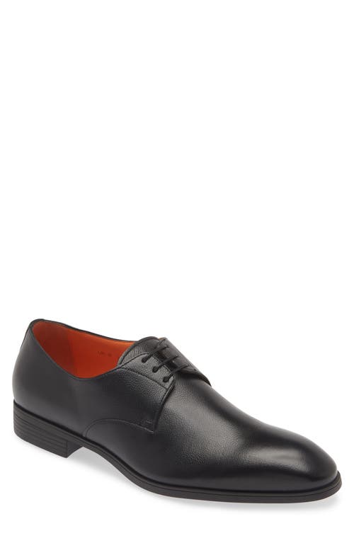 Shop Santoni Induct Plain Toe Derby In Black