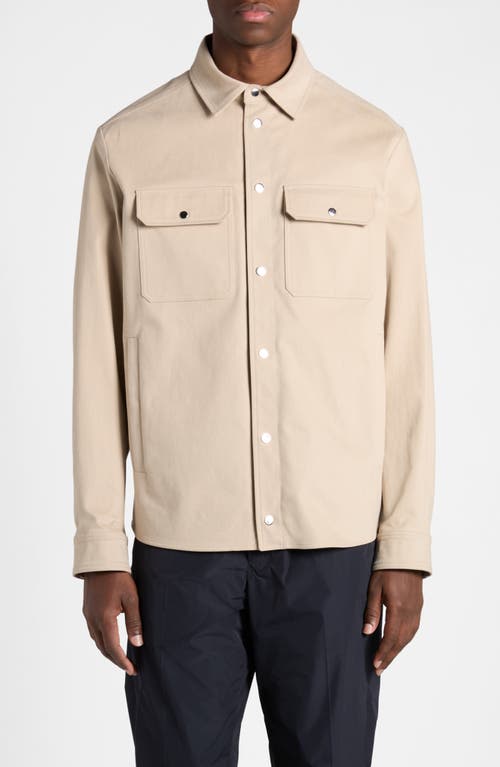 Shop Moncler Stretch Cotton Overshirt In Beige