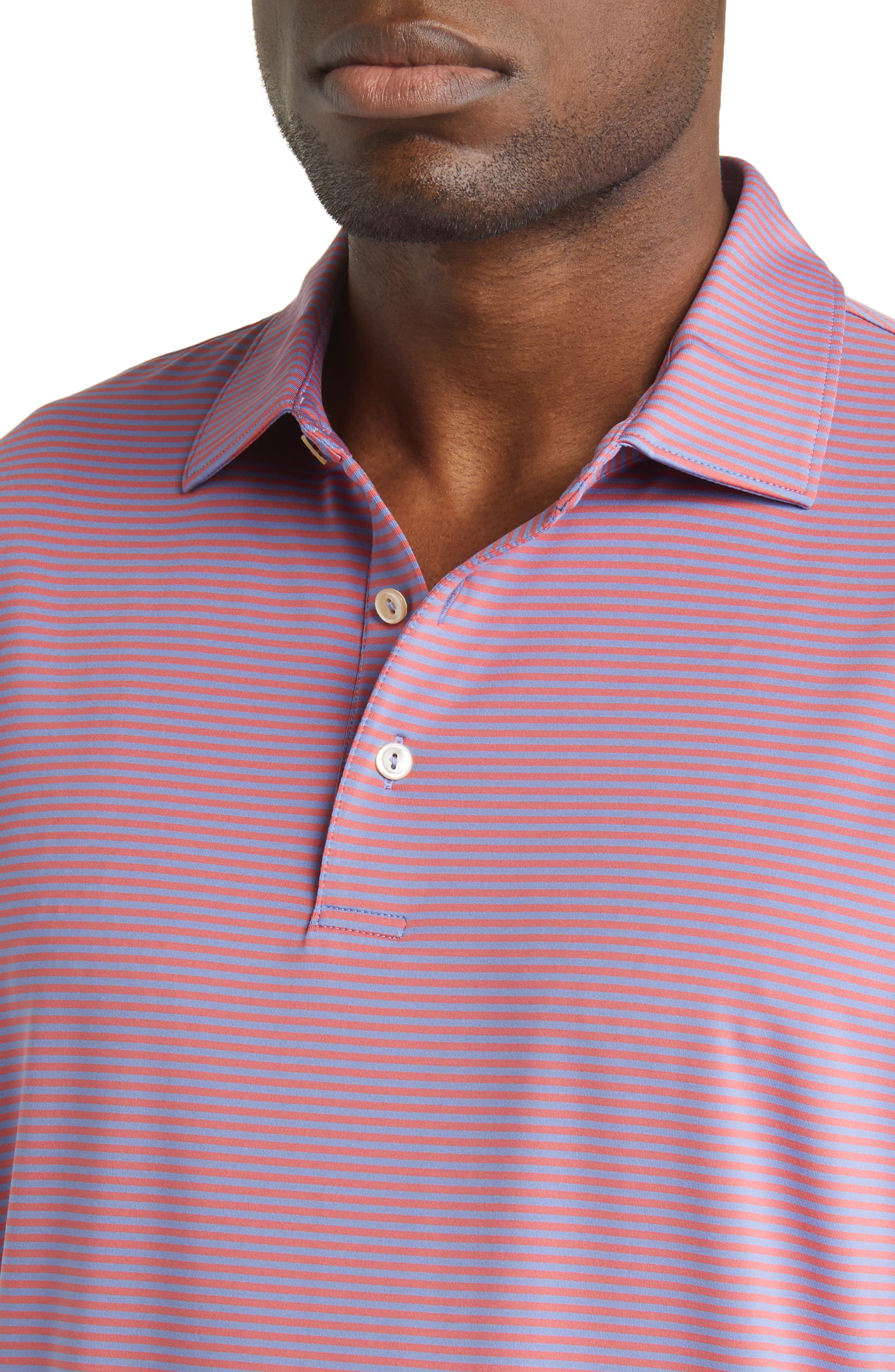 Peter Millar Jubilee Stripe Performance Polo - Havana Pink