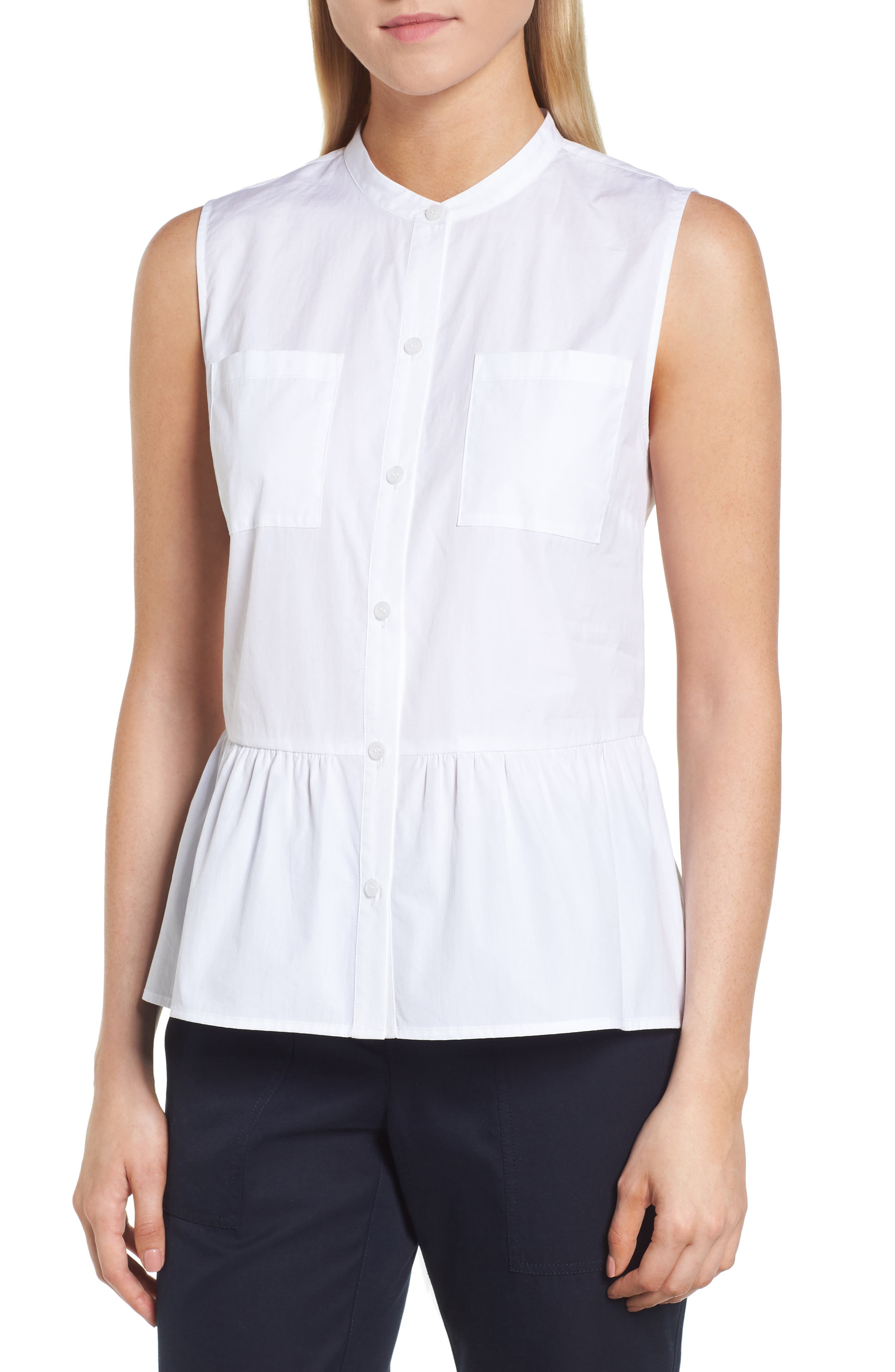 Nordstrom Signature Sleeveless Peplum Cotton Blouse Nordstrom