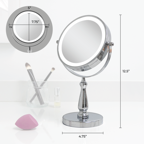 Zadro Lighted Makeup Mirror With 8x/1x Magnifications In Satin Nickel