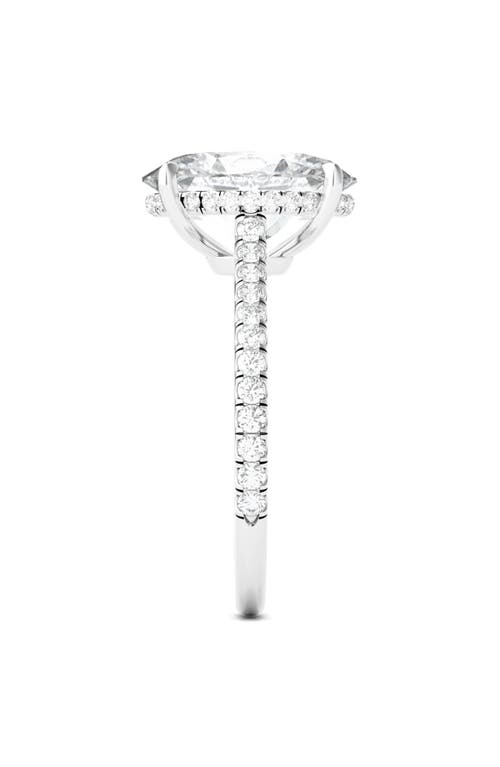 Hautecarat Oval Cut Pavé Lab Created Diamond Ring In 2.00 Ctw 18k White Gold