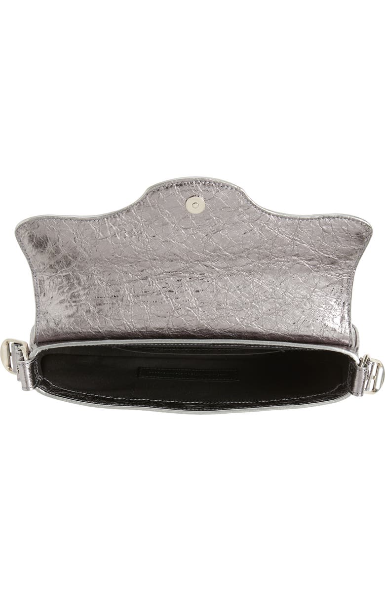 Balenciaga Small Le Cagole Metallic Leather Shoulder Bag, Alternate, color, Silver