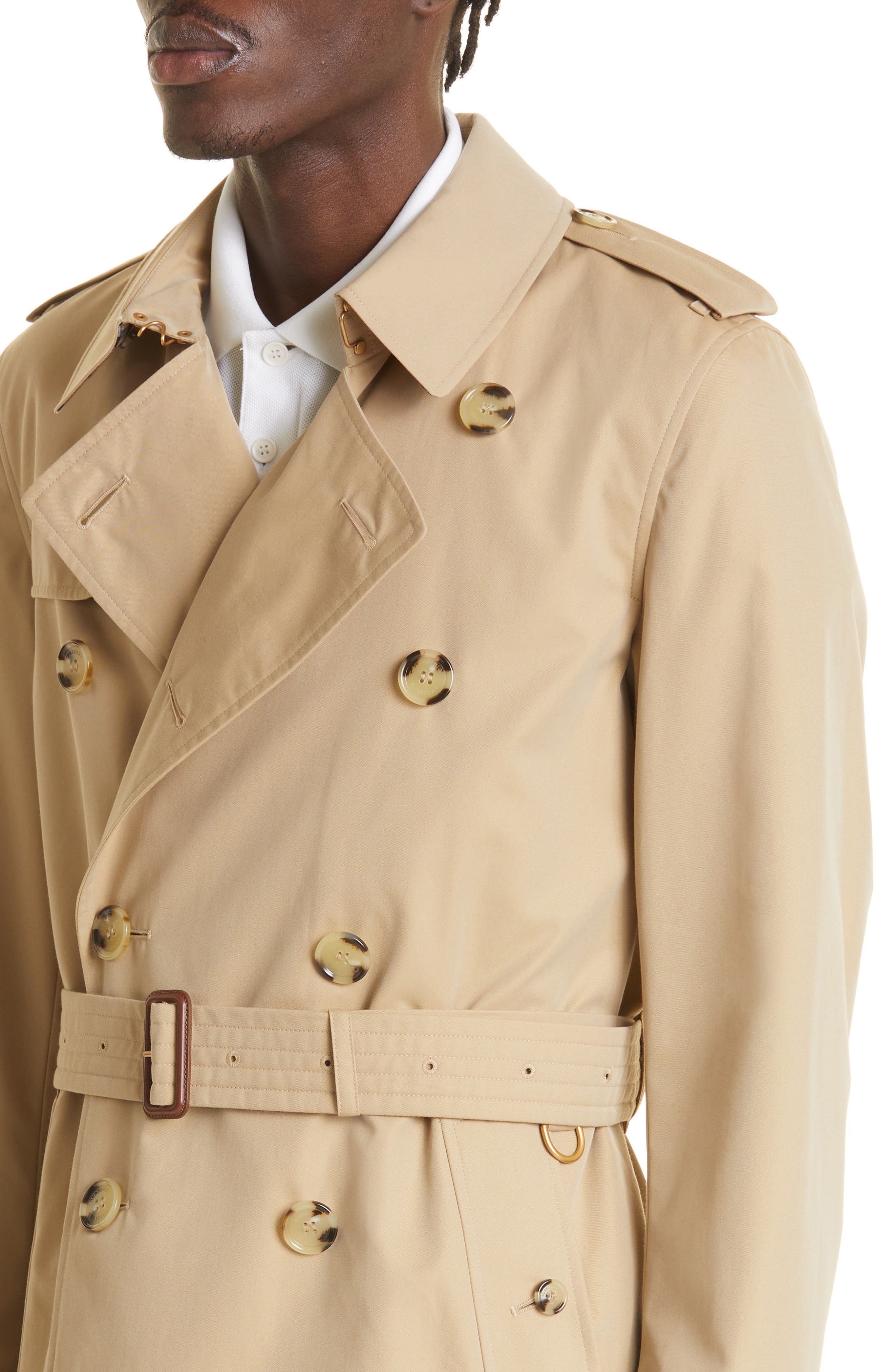 Womens Mens Clothing Coats Burberry The Kensington Cotton-gabardine Trench Coat in Natural 