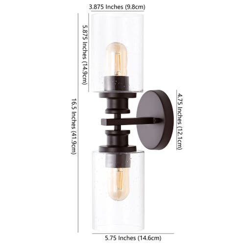 Jonathan Y Jules Cylinder 2-light Iron/seeded Glass Farmhouse Contemporary Led Wall Sconce In Oil Rubbed Bronze