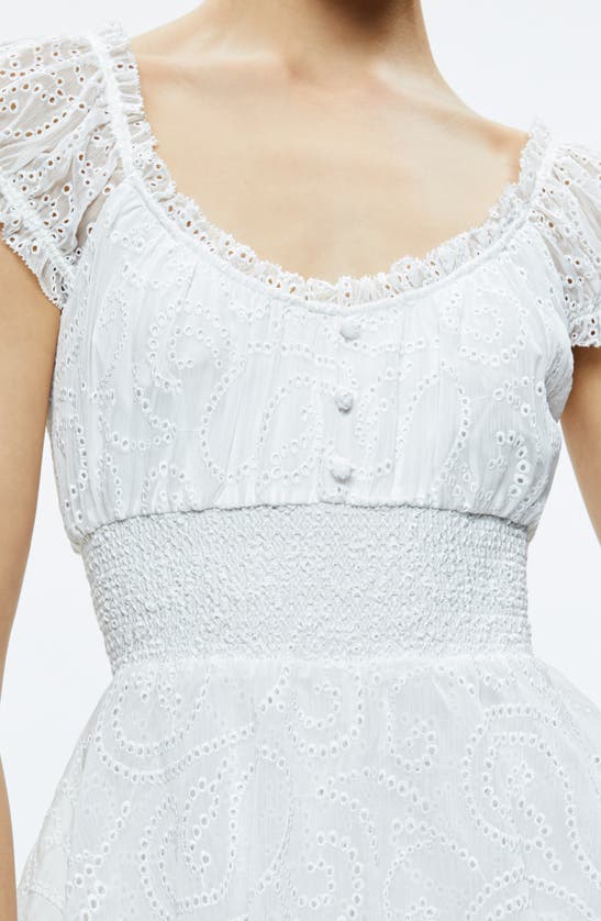Shop Alice And Olivia Gracie Ruffle Chiffon Eyelet Romper In Off White