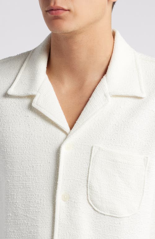 Shop Treasure & Bond Slub Knit Cotton Camp Shirt In Ivory Egret