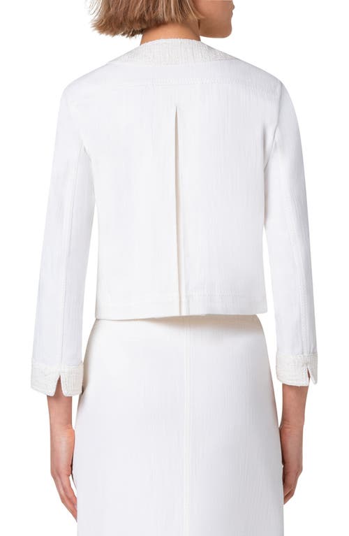 Akris Punto Tweed Trim Crop Jacket In Cream