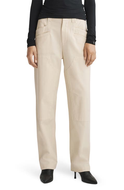 Urban Classics / Ladies High Waist Wide Leg Twill Cargo Pants whitesand