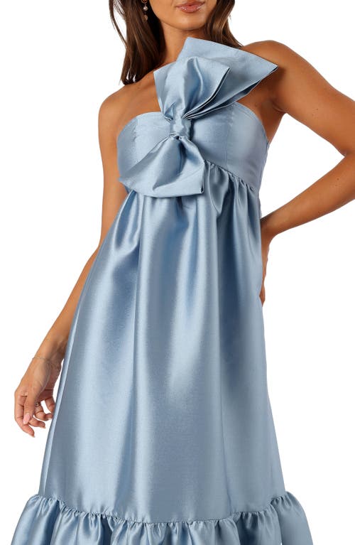 Petal And Pup Petal & Pup Betina Bow One-shoulder Gown In Blue