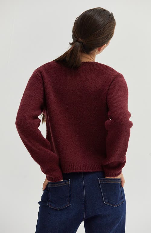 Crescent Button Down Cardigan In Cabernet