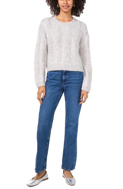 Shop Vince Camuto Sequin Pointelle Sweater In Grey/silver Heather