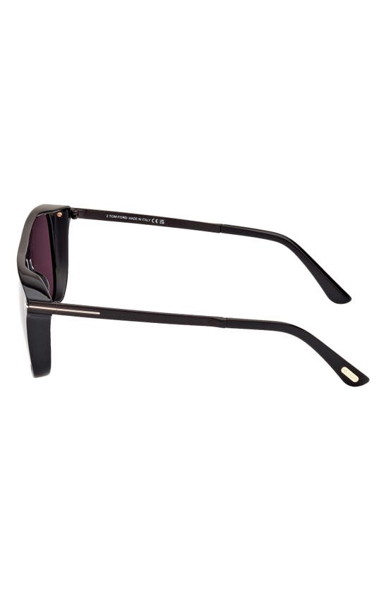 Shop Tom Ford Lionel 55mm Square Sunglasses In Shiny Black / Smoke