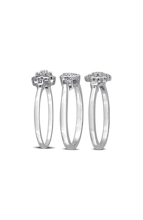 Delmar Set Of 3 Diamond Rings In Silver