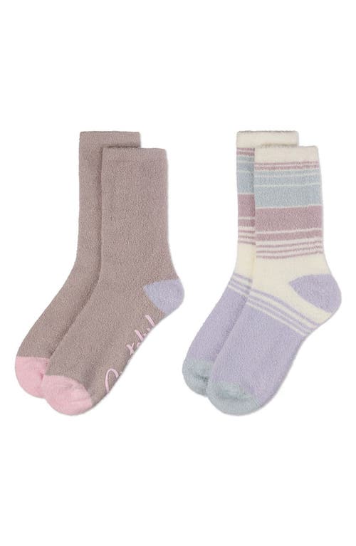 Memoi Assorted 2-pack Aloe Infused Crew Socks In Lavender