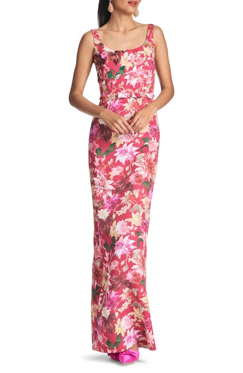 Sachin & Babi Lana Floral Sheath Gown Deep Pink Dahlia at Nordstrom,