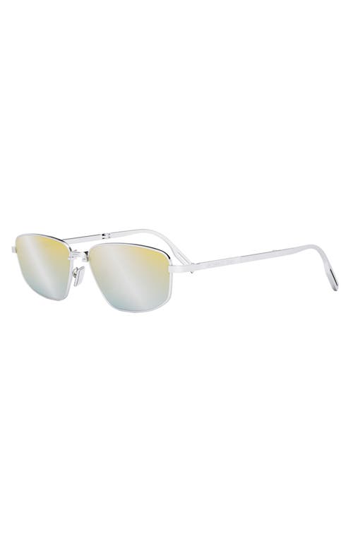 Shop Dior '90 S1u 57mm Pilot Sunglasses In Shiny Palladium/blu Mirror