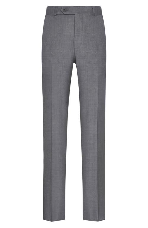 Flat Front Super 130s Wool Pants in Mid Grey