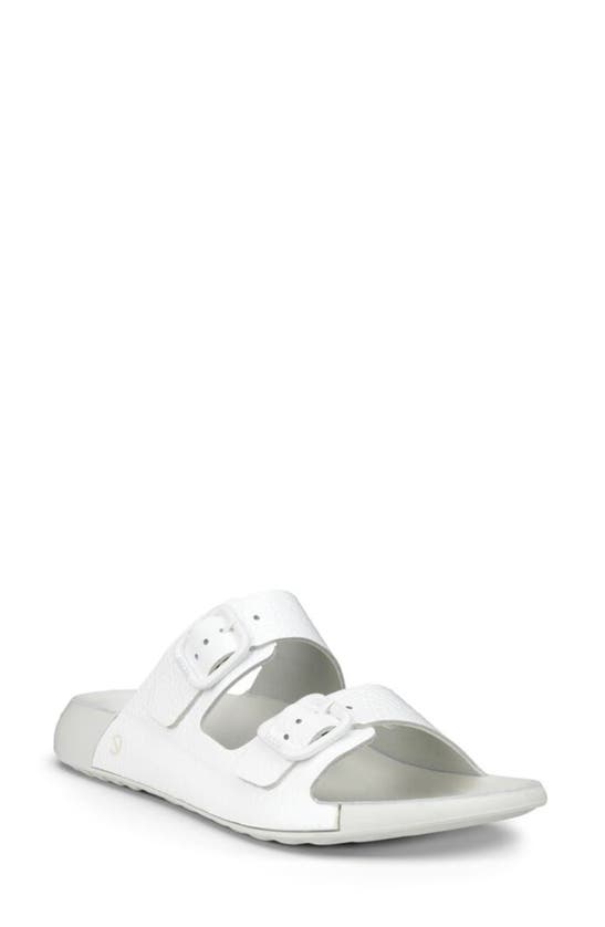 Ecco 2nd Cozmo Buckle Slide Sandal In Bright White