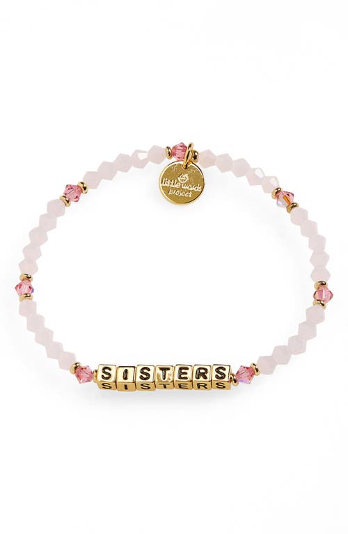 Little Words Project Sisters Beaded Stretch Bracelet in Pink/Gold