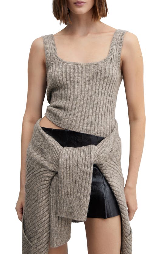 Shop Mango Marions Rib Tank In Grey