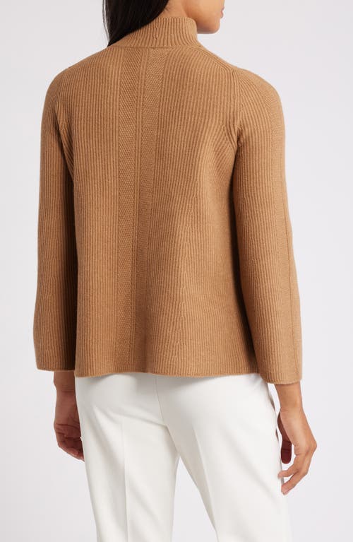 Shop Anne Klein Mock Neck Rib Sweater In Vicuna