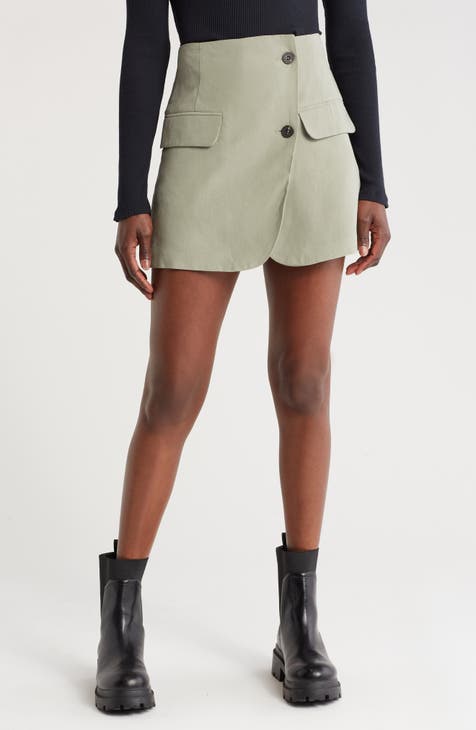 Button Wrap Miniskirt