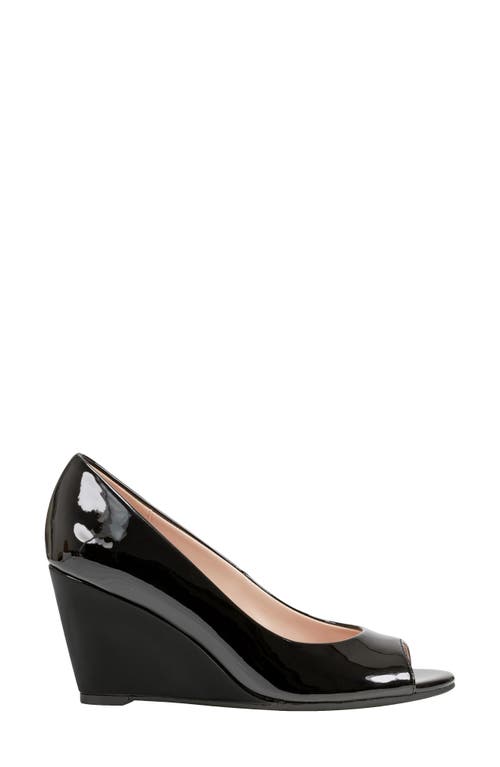 Shop Bandolino Tuff Love Peep Toe Patent Wedge Pump In Black