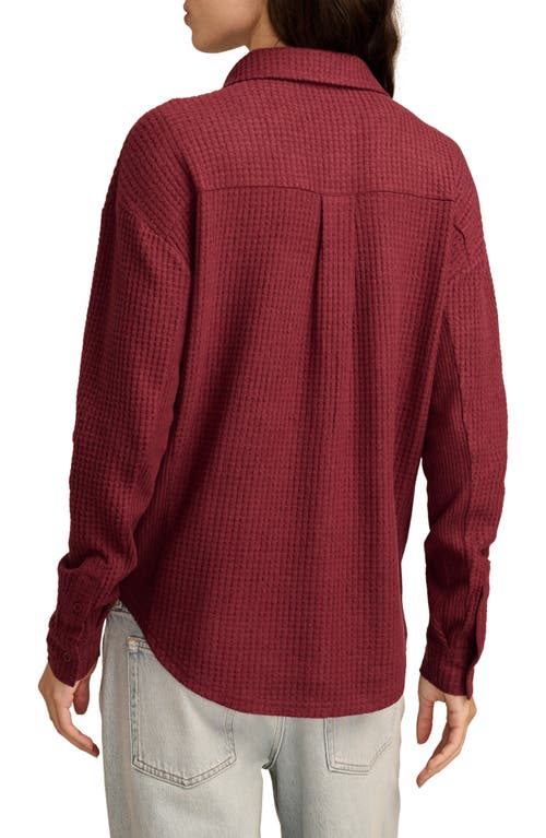 Shop Lucky Brand Cloud Waffle Button-up Shirt In Maroon Banner