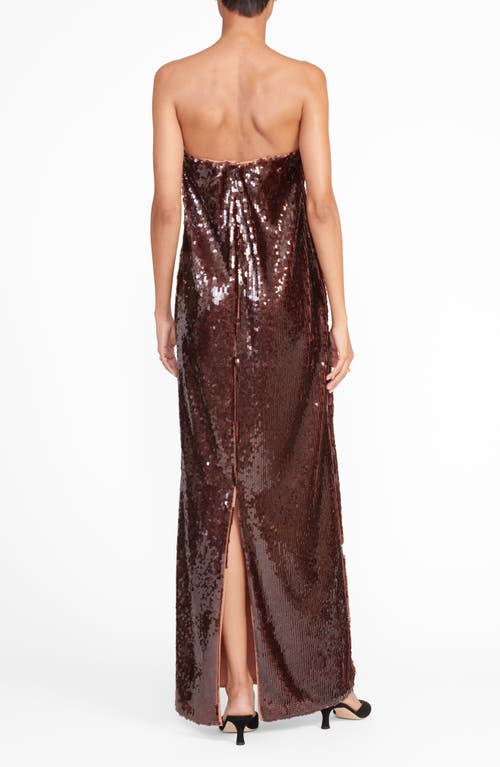 Staud Casey Strapless Sequin Maxi Dress In Bronze