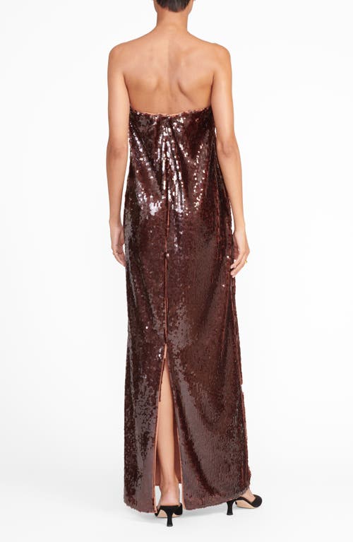 Shop Staud Casey Sequin Strapless Dress In Bronze