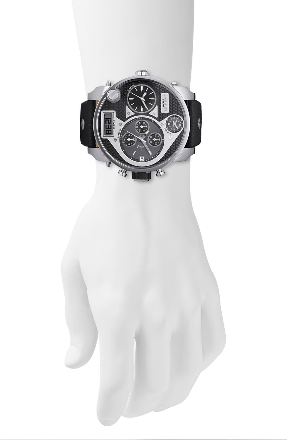 DIESEL<SUP>®</SUP>,
                                        'Mr. Daddy' Leather Strap Watch, 58mm,
                                        Alternate thumbnail 3, color,
                                        001