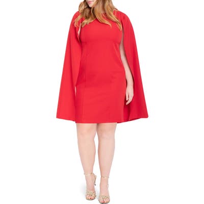Plus Size Eloquii Cape Dress, Red