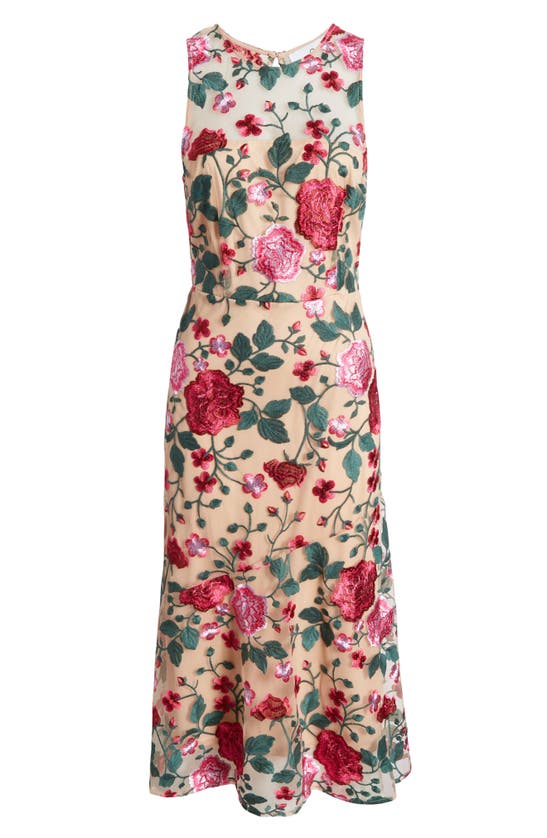 Shop Sam Edelman Floral Embroidery A-line Dress In Pink Multi