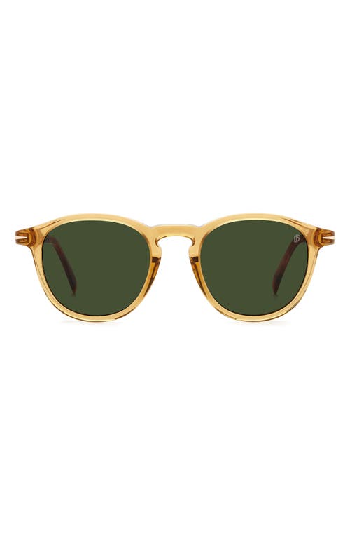 David Beckham Eyewear 49mm Round Sunglasses in Yellow Havana /Green