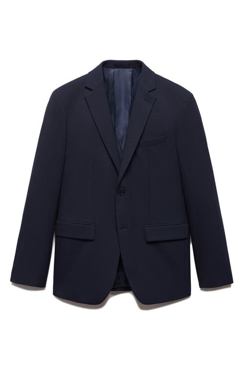 Shop Mango Slim Fit Navy Herringbone Texture Stretch Sport Coat