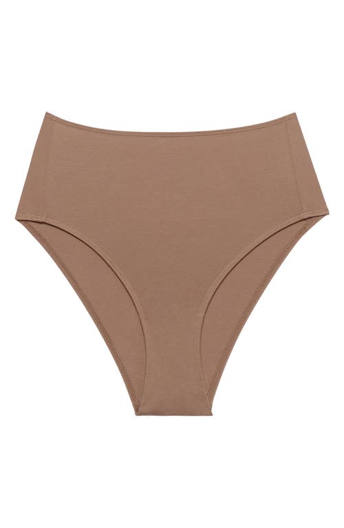 Cuup The Highwaist High Cut Cotton Briefs In Taupe