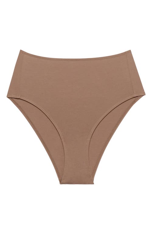 Shop Cuup The Highwaist High Cut Cotton Briefs In Taupe