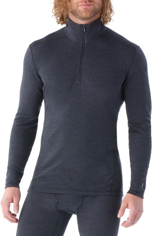 Smartwool Classic Thermal Merino Base Layer Quarter Zip Pullover In Charcoal Heather