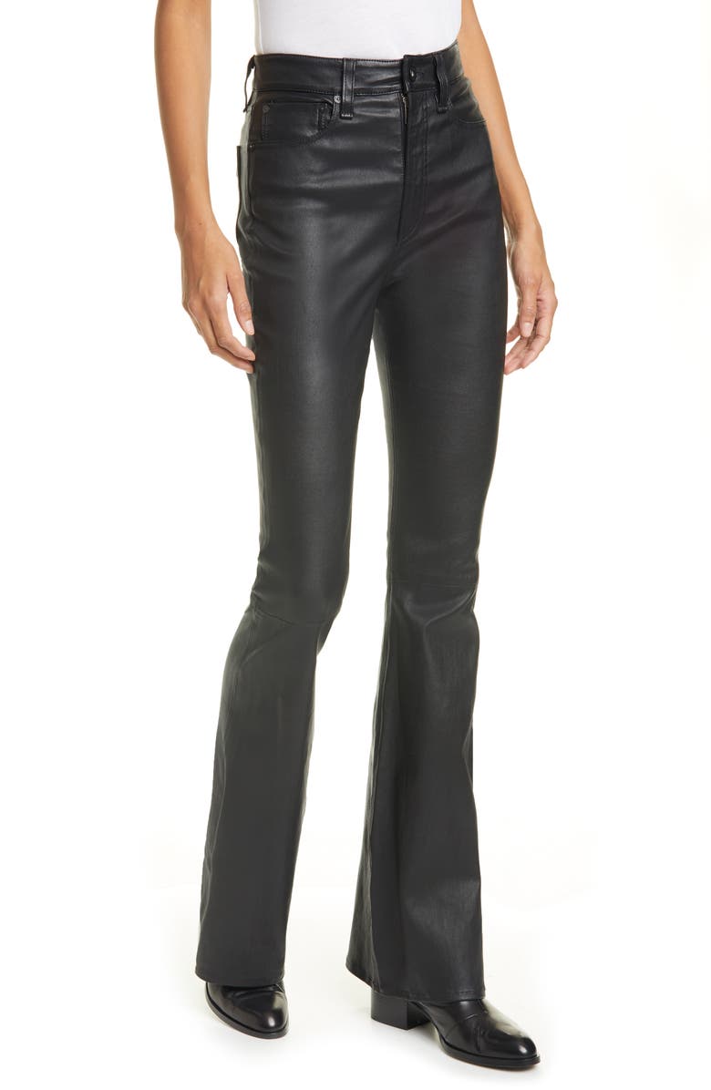 rag & bone Jane Super High Waist Leather Flare Pants | Nordstrom