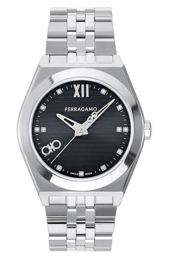 Shop Ferragamo Vega New Diamond Bracelet Watch, 40mm In Stainless Steel