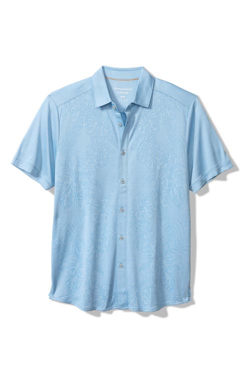 Shop Tommy Bahama Palm Coast Cascade Vines Short Sleeve Jacquard Knit Button-up Shirt In Seabank Sky