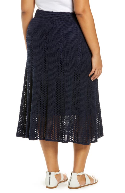 Vince Godet Organic Cotton Crochet Skirt In Navy