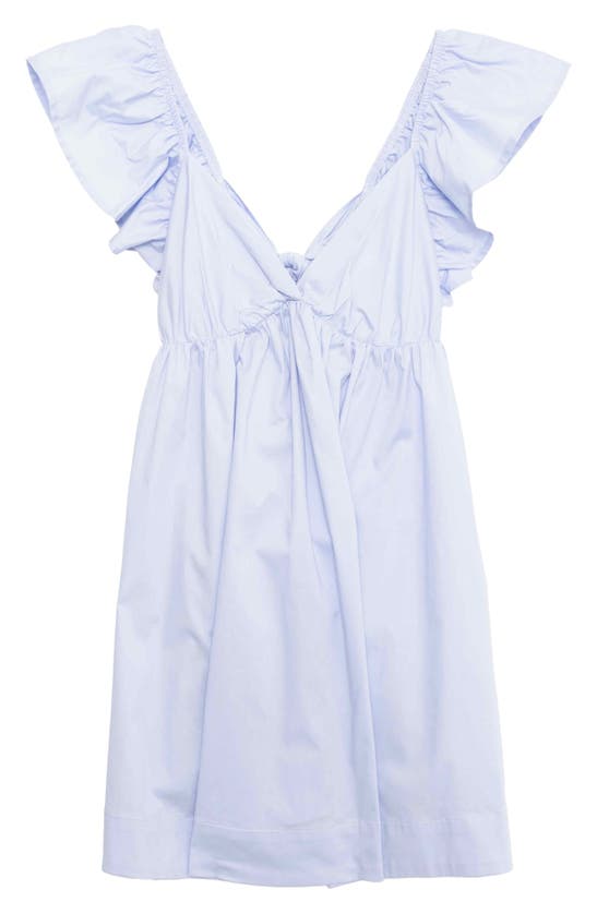 Shop Speechless Flutter Sleeve Stretch Poplin Babydoll Dress In Periwinkle